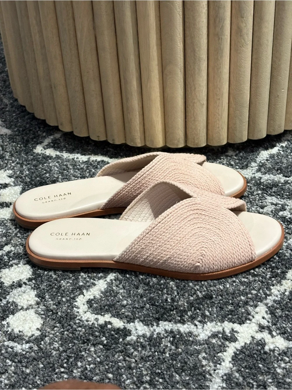 Cole Haan Womens Slide Sandals - Size 9B - Blush Pink Woven - Like New